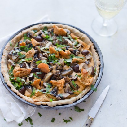 Tarte aux champignons et à la crème de courge